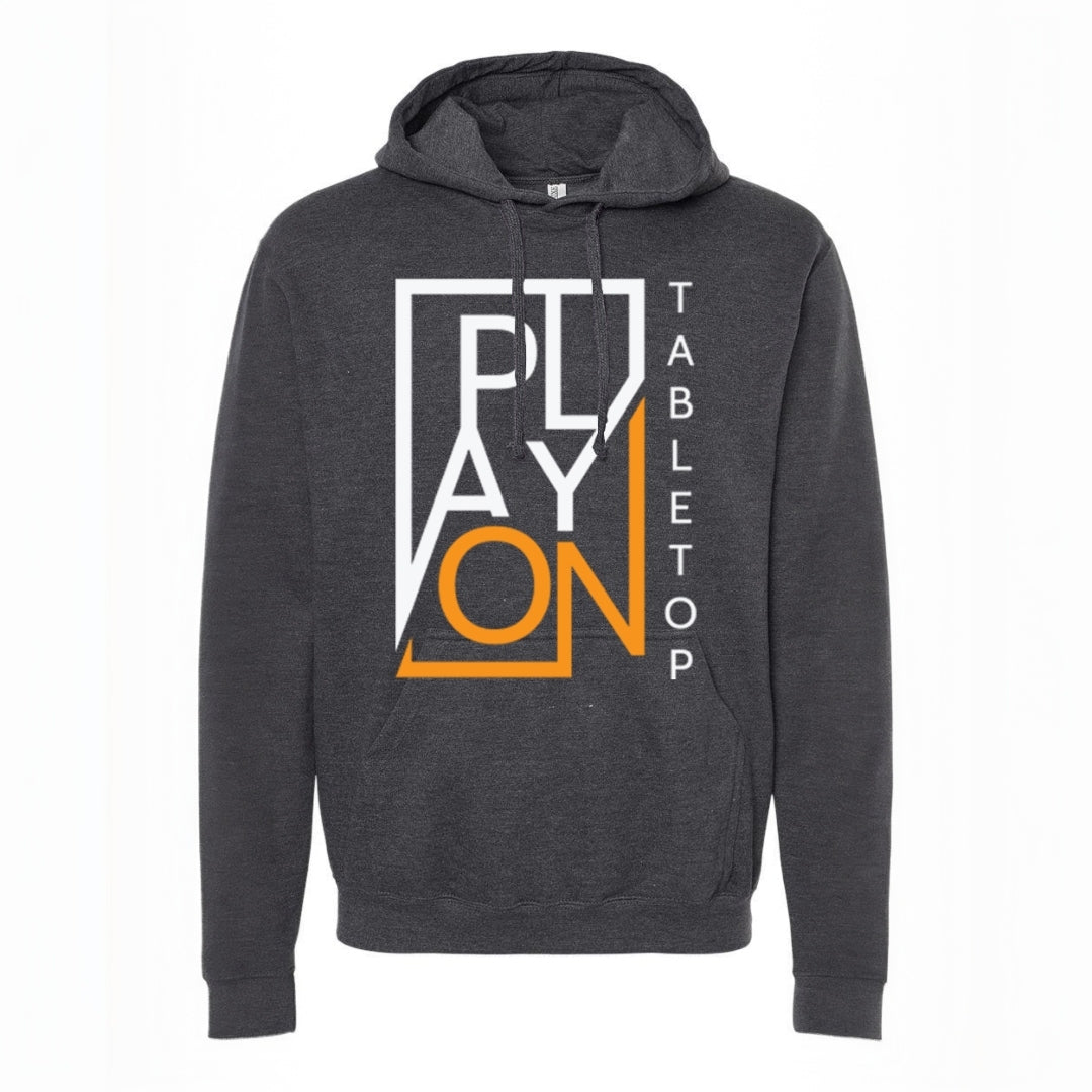 Classic Play On Hoodie Dark Heather Grey – Leveled Up Merchandising